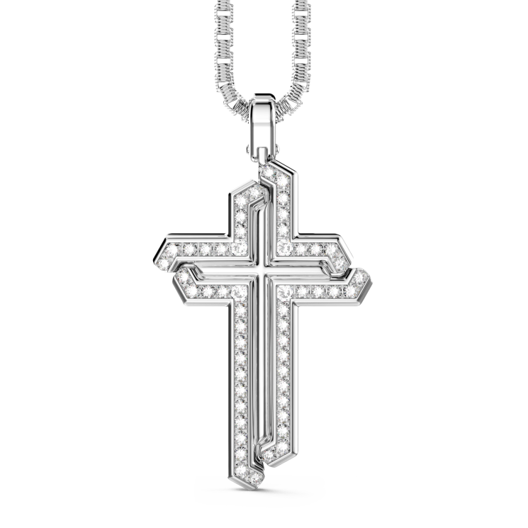 Collier Zancan en argent avec pendentif croix et pierres.