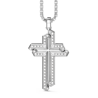 Collar de plata de Zancan con colgante de cruz y piedras.