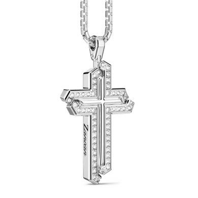 Collar de plata de Zancan con colgante de cruz y piedras.
