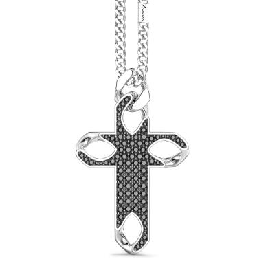 Collier Zancan en argent avec pendentif croix et pierres.