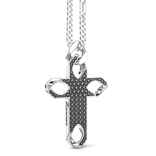 Collier Zancan en argent avec pendentif croix et pierres.