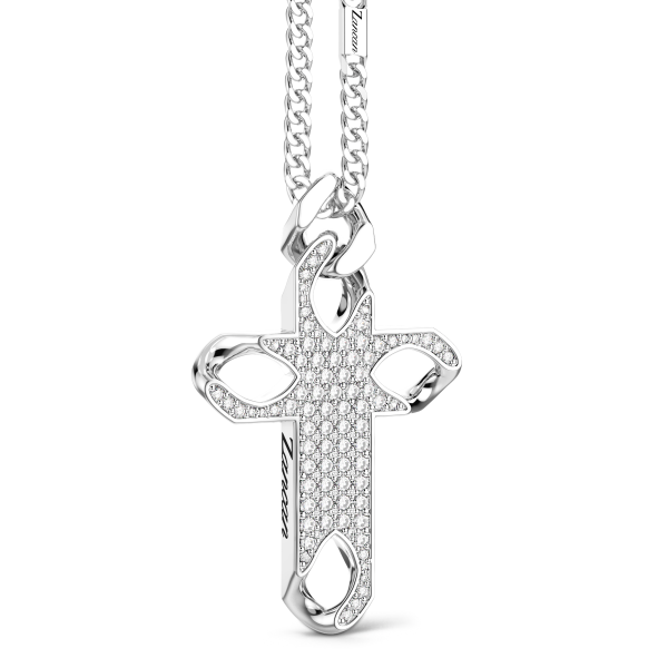 Collier Zancan en argent avec pendentif croix et pierres.