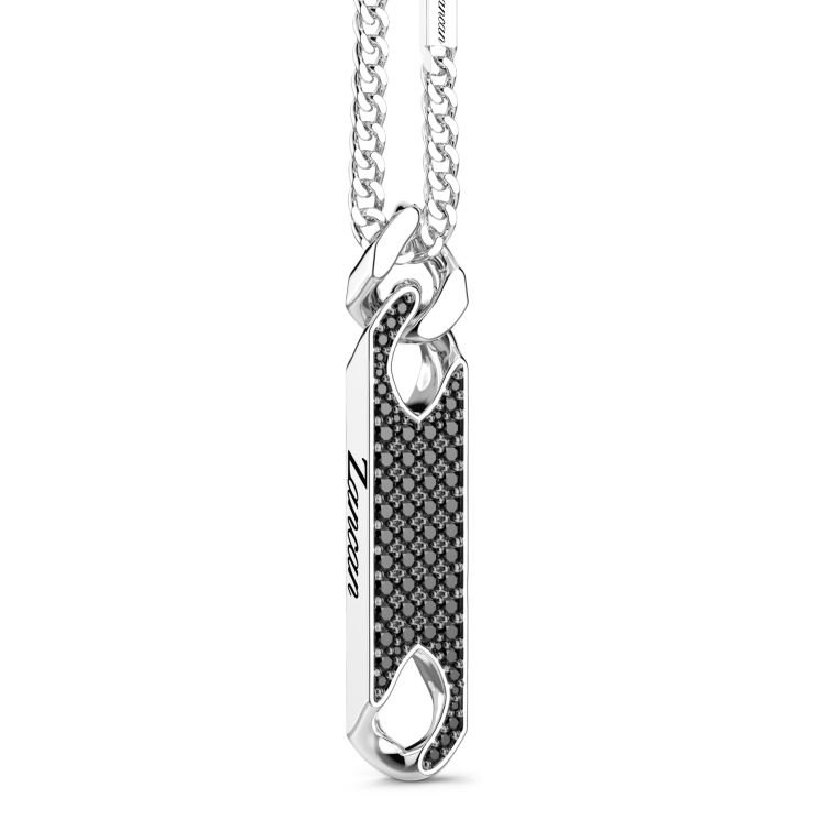 Collier Zancan en argent avec pendentif plaque et pierres.