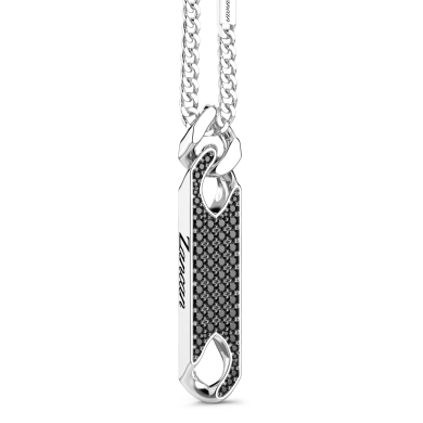 Collar de plata de Zancan con colgante de placa y piedras.