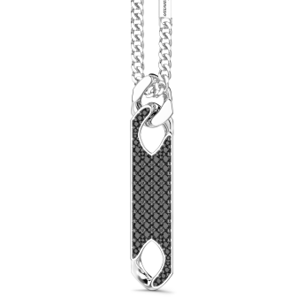 Zancan zilveren ketting met plaquette hanger en stenen.