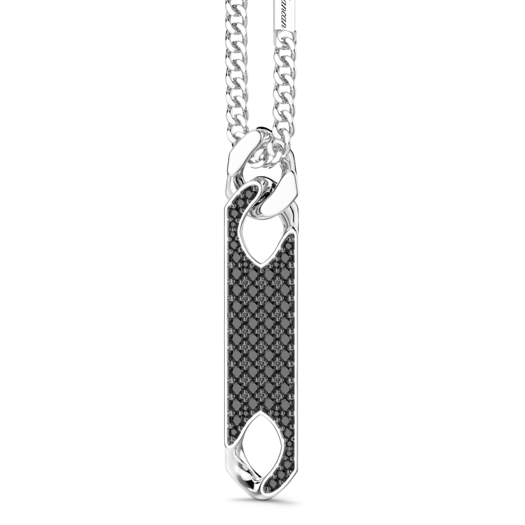 Collier Zancan en argent avec pendentif plaque et pierres.