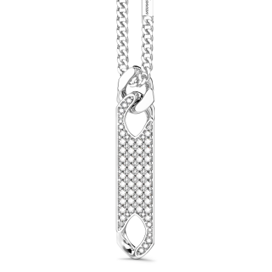 Collar de plata de Zancan con colgante de placa y piedras.