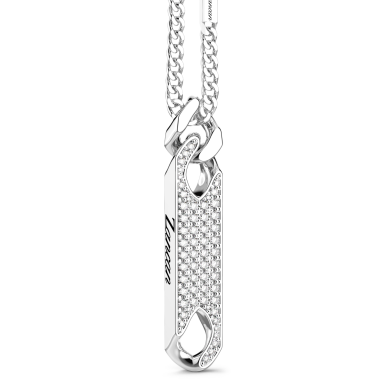 Zancan zilveren ketting met plaquette hanger en stenen.