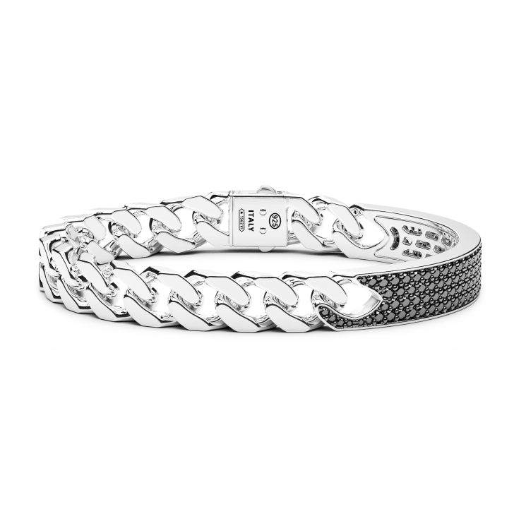 Bracciale Zancan a schiava rigida e grumette morbida in argento con pietre.