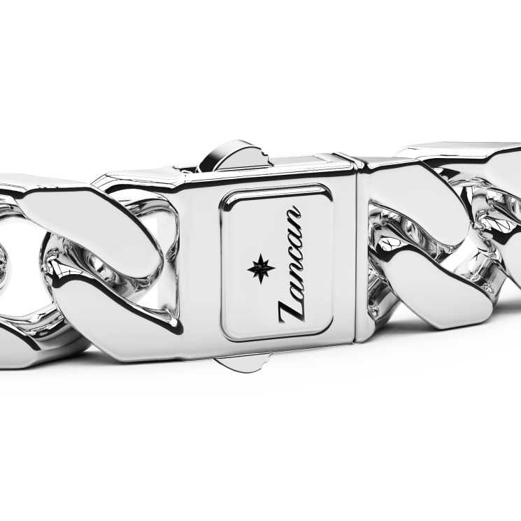 Pulsera Zancan con esclava rígida y grumette suave en plata con piedras.