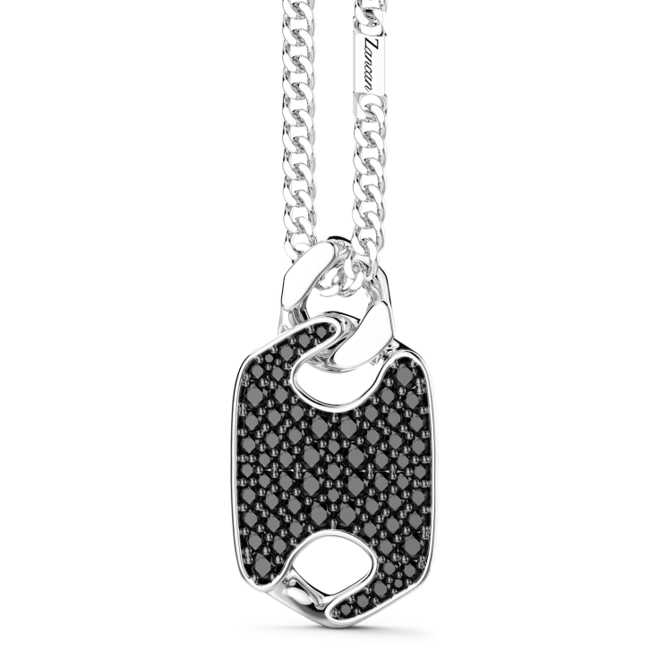 Collar de plata de Zancan con colgante de placa y piedras.