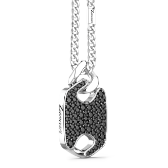 Zancan zilveren ketting met plaquette hanger en stenen. 2