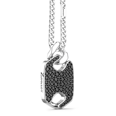 Collier Zancan en argent avec pendentif plaque et pierres.