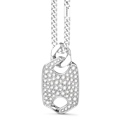 Collier Zancan en argent avec pendentif plaque et pierres.