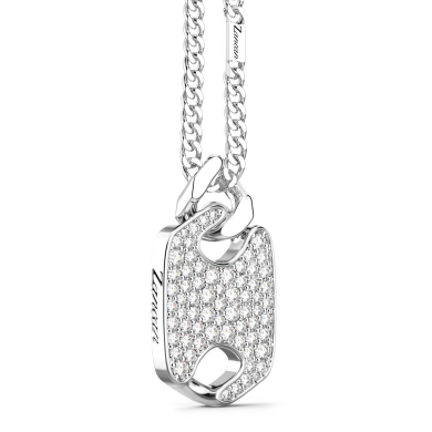 Collier Zancan en argent avec pendentif plaque et pierres.