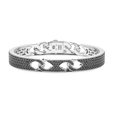 Pulsera Zancan con esclava rígida y grumette suave en plata con piedras.