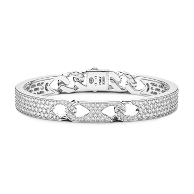 Pulsera Zancan con esclava rígida y grumette suave en plata con piedras.