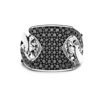 Zancan chevalier ring in zilver met stenen.