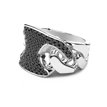 Zancan chevalier ring in zilver met stenen. 2