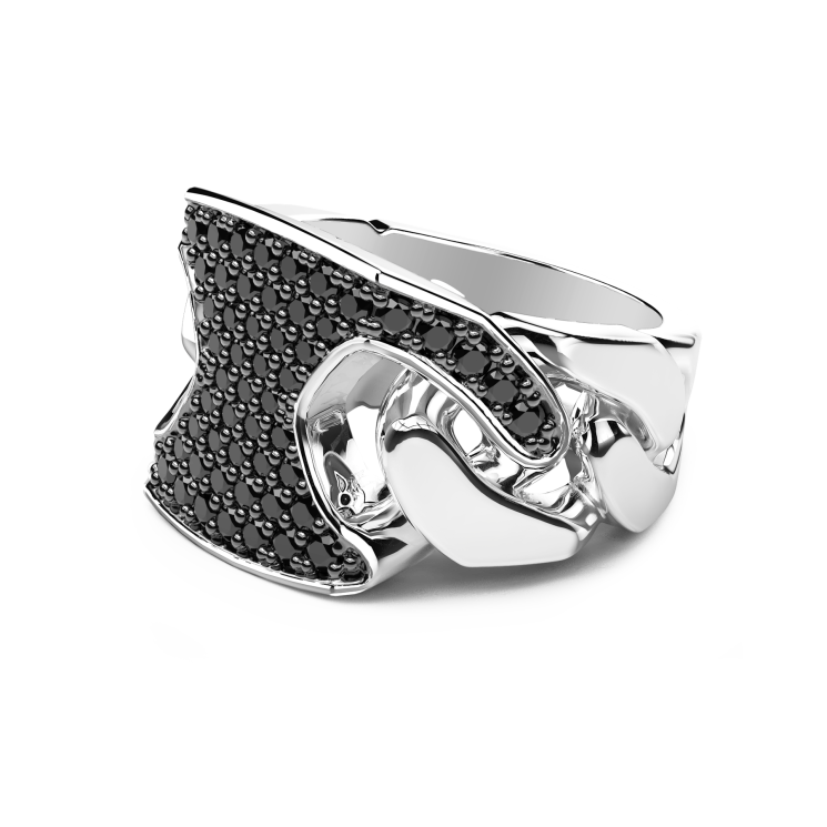 Anello chevalier Zancan in argento con pietre.