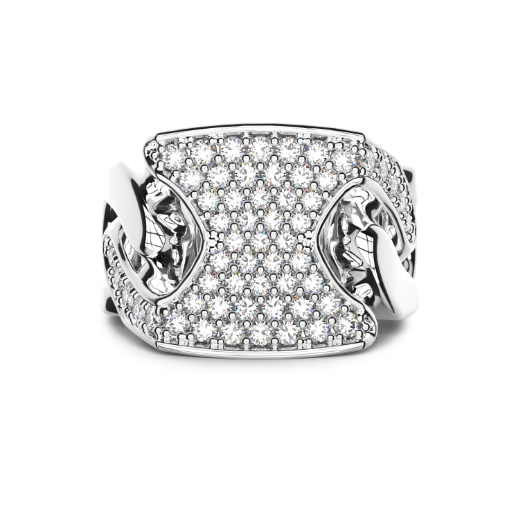 Zancan chevalier ring in sterling silver with stones.