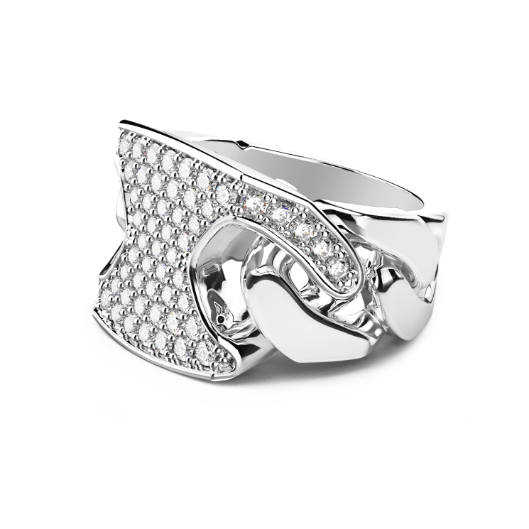 Zancan chevalier ring in sterling silver with stones.