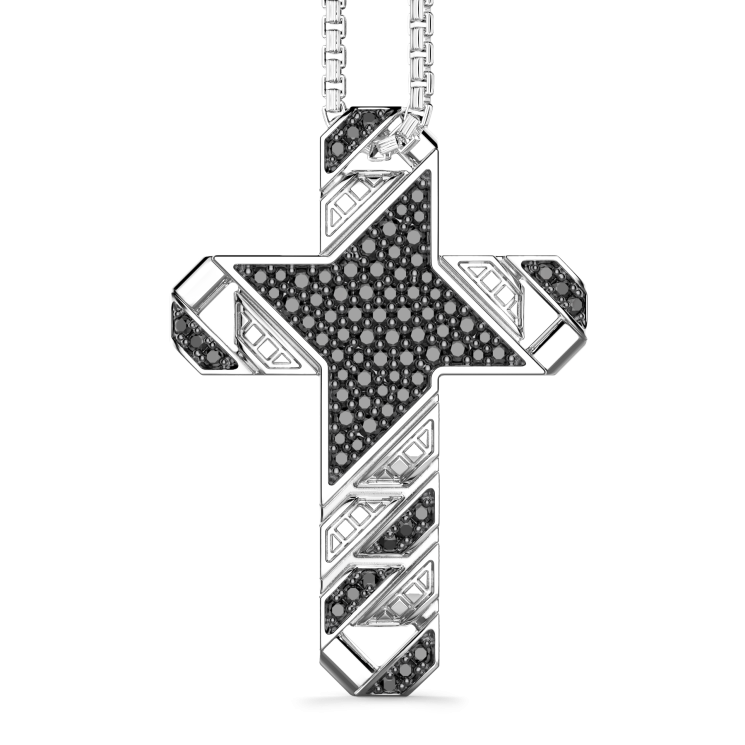 Collier Zancan en argent avec pendentif croix et pierres.