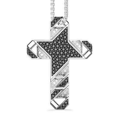Collier Zancan en argent avec pendentif croix et pierres.