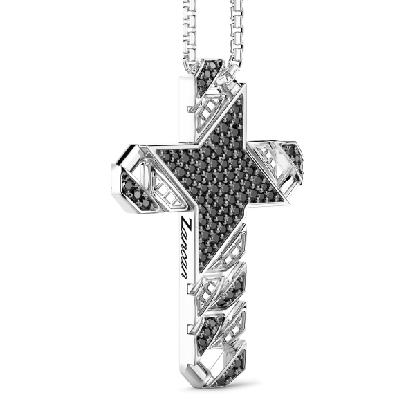 Collier Zancan en argent avec pendentif croix et pierres.