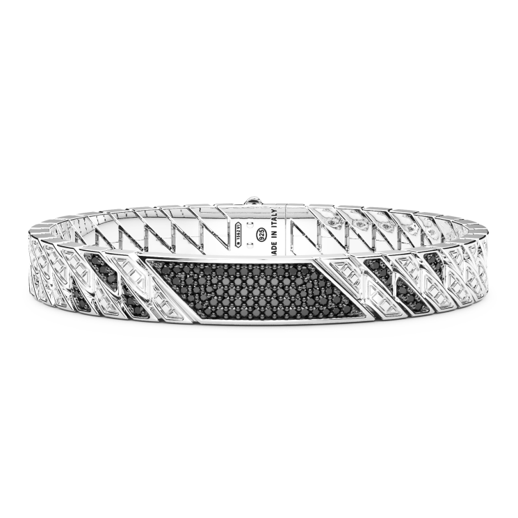 Bracciale Zancan in argento con pietre e targa centrale.