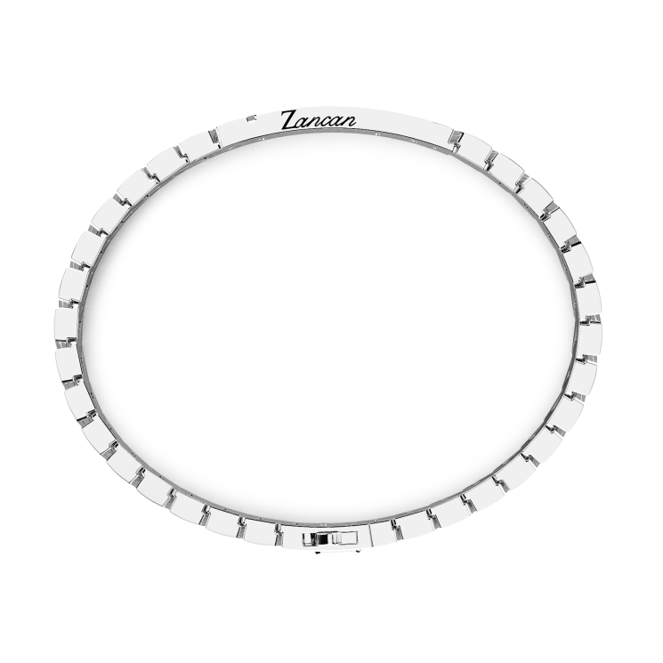 Bracelet Zancan en argent avec pierres et plaque centrale.