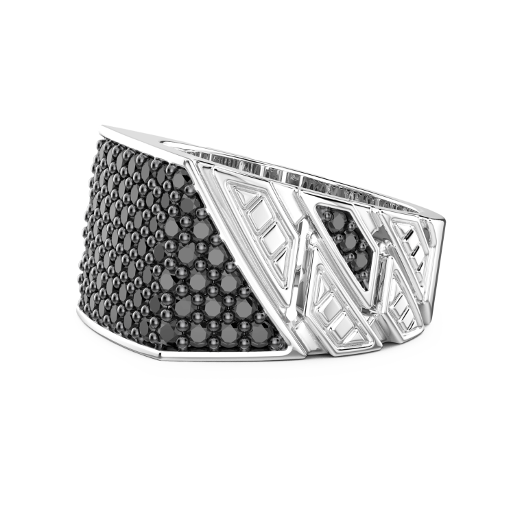 Zancan chevalier ring in sterling silver with stones.