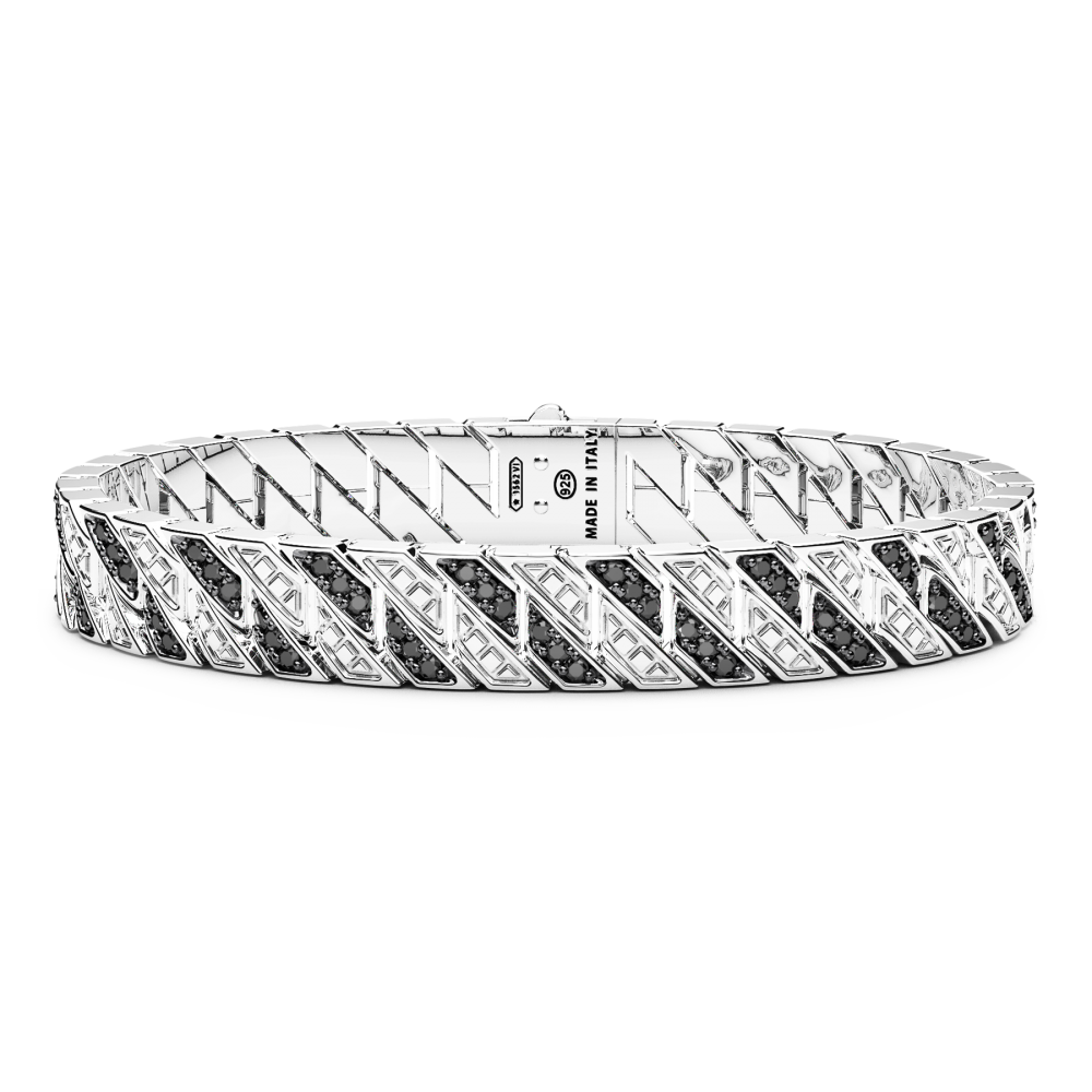 Pulsera Zancan en malla de plata con piedras.