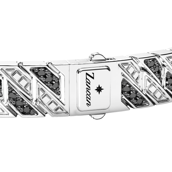 Bracelet Zancan maille seule en argent avec pierres.