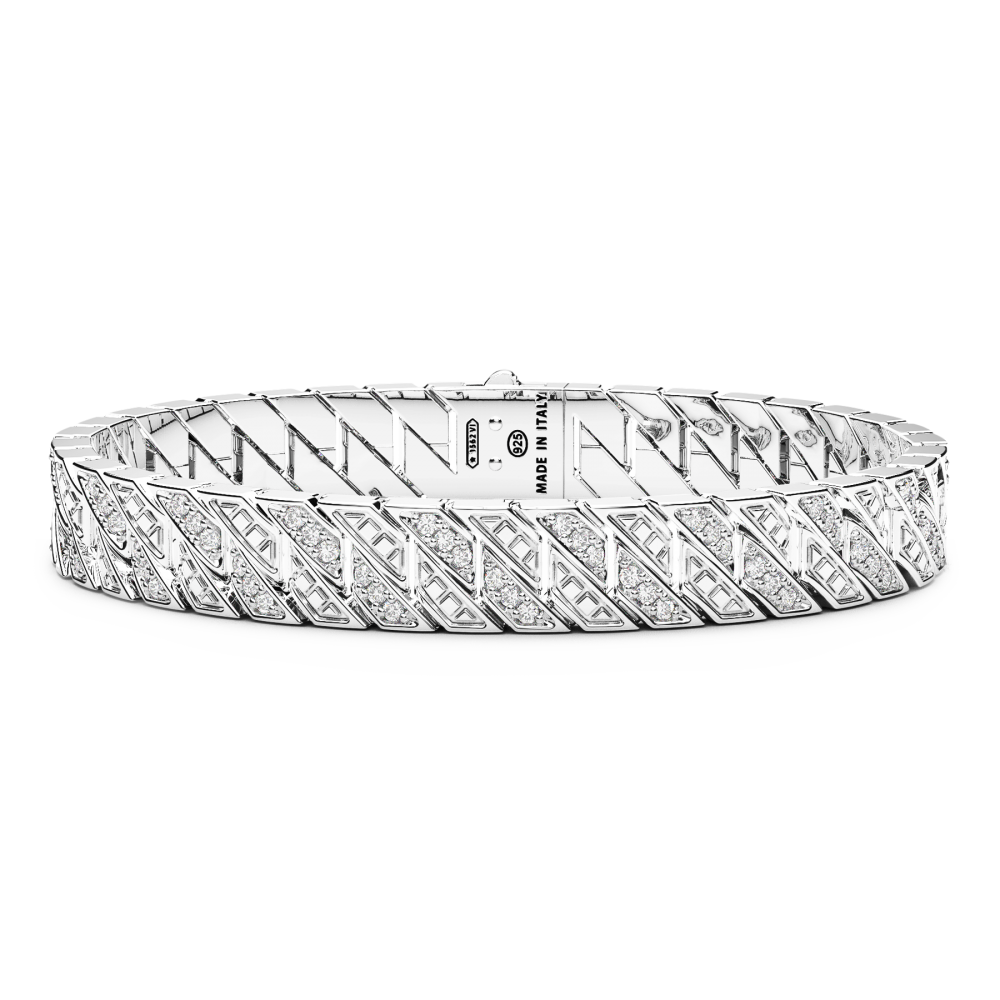 Pulsera Zancan en malla de plata con piedras.