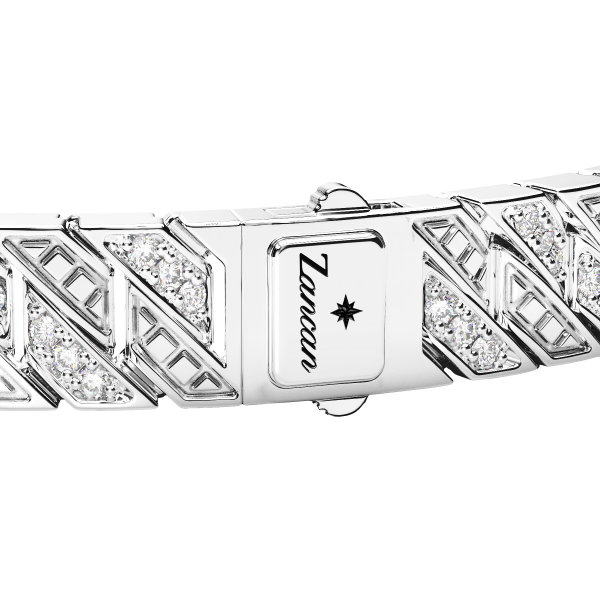 Pulsera Zancan en malla de plata con piedras.