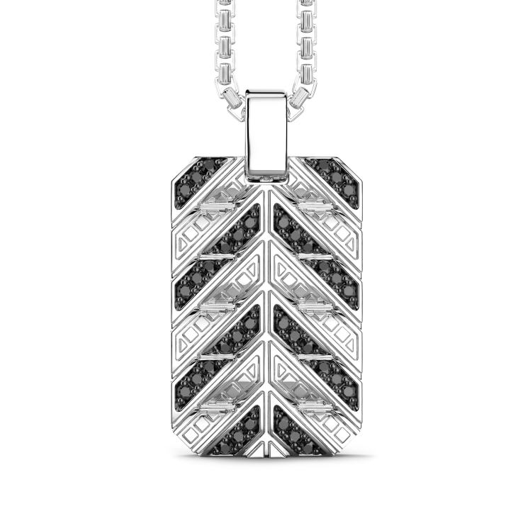 Collar de plata de Zancan con colgante de placa y piedras.