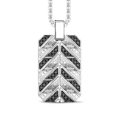 Collier Zancan en argent avec pendentif plaque et pierres.
