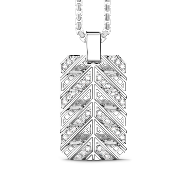 Collar de plata de Zancan con colgante de placa y piedras.