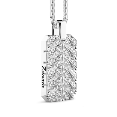 Collar de plata de Zancan con colgante de placa y piedras.