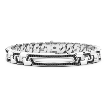 Bracciale Zancan in argento con pietre e targa centrale.