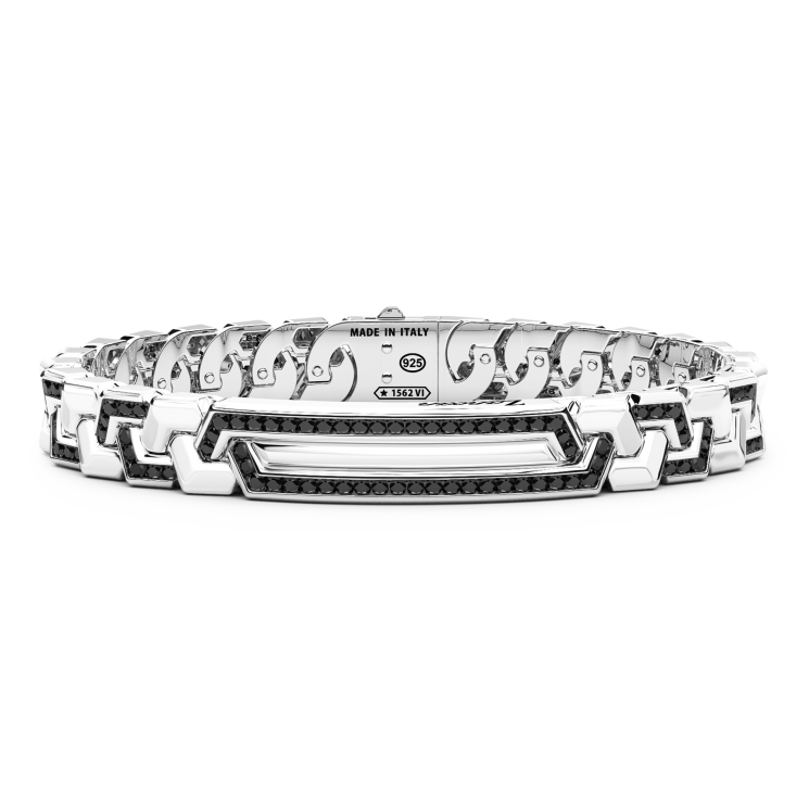 Bracelet Zancan en argent avec pierres et plaque centrale.