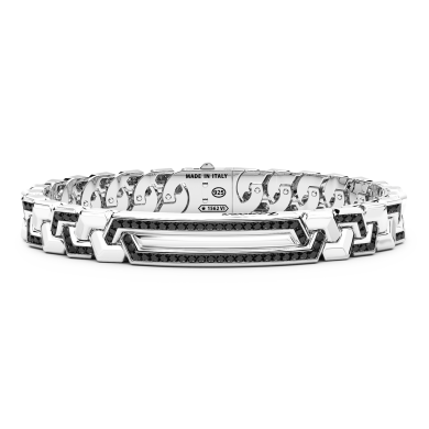 Bracelet Zancan en argent avec pierres et plaque centrale.