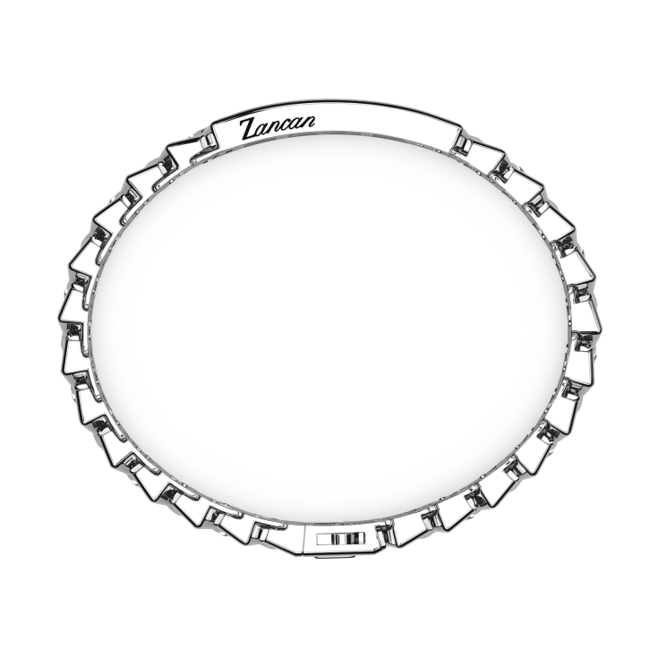 Bracelet Zancan en argent avec pierres et plaque centrale.