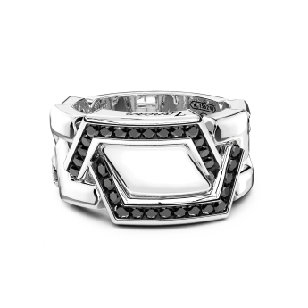 Zancan chevalier ring in zilver met stenen.