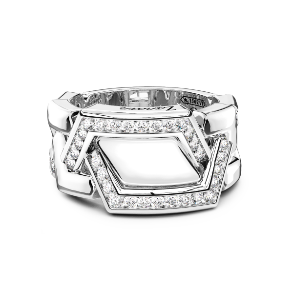 Zancan chevalier ring in sterling silver with stones.