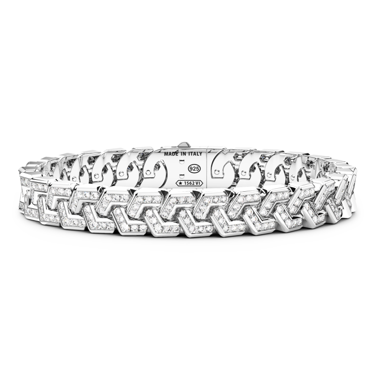 Bracelet Zancan maille seule en argent avec pierres.