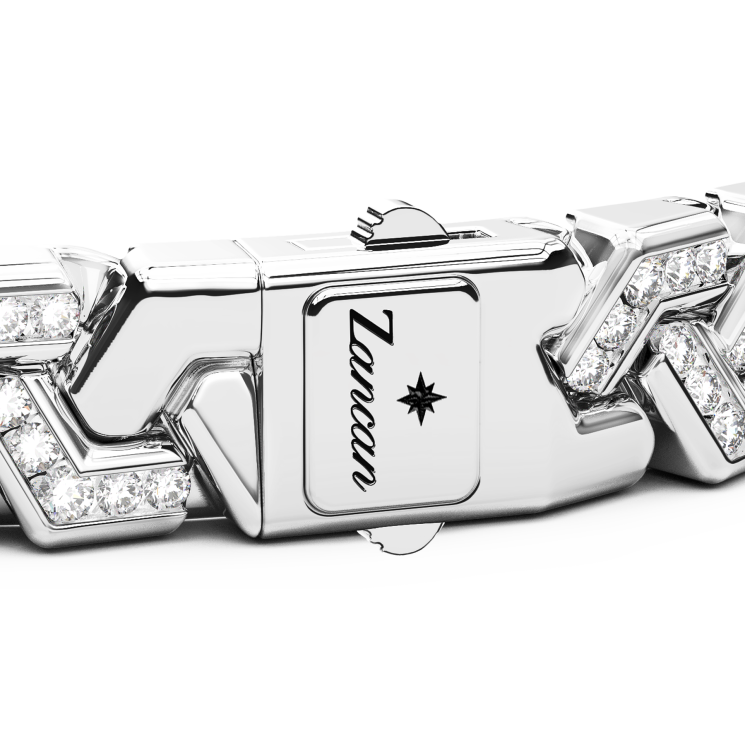 Bracelet Zancan maille seule en argent avec pierres.