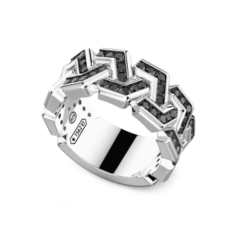 Anillo de banda de plata Zancan con piedras. 2