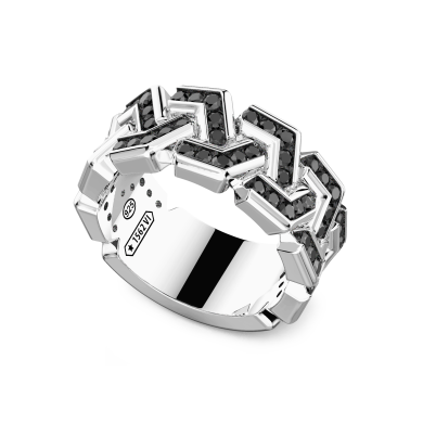 Anello a fascia Zancan in argento con pietre.